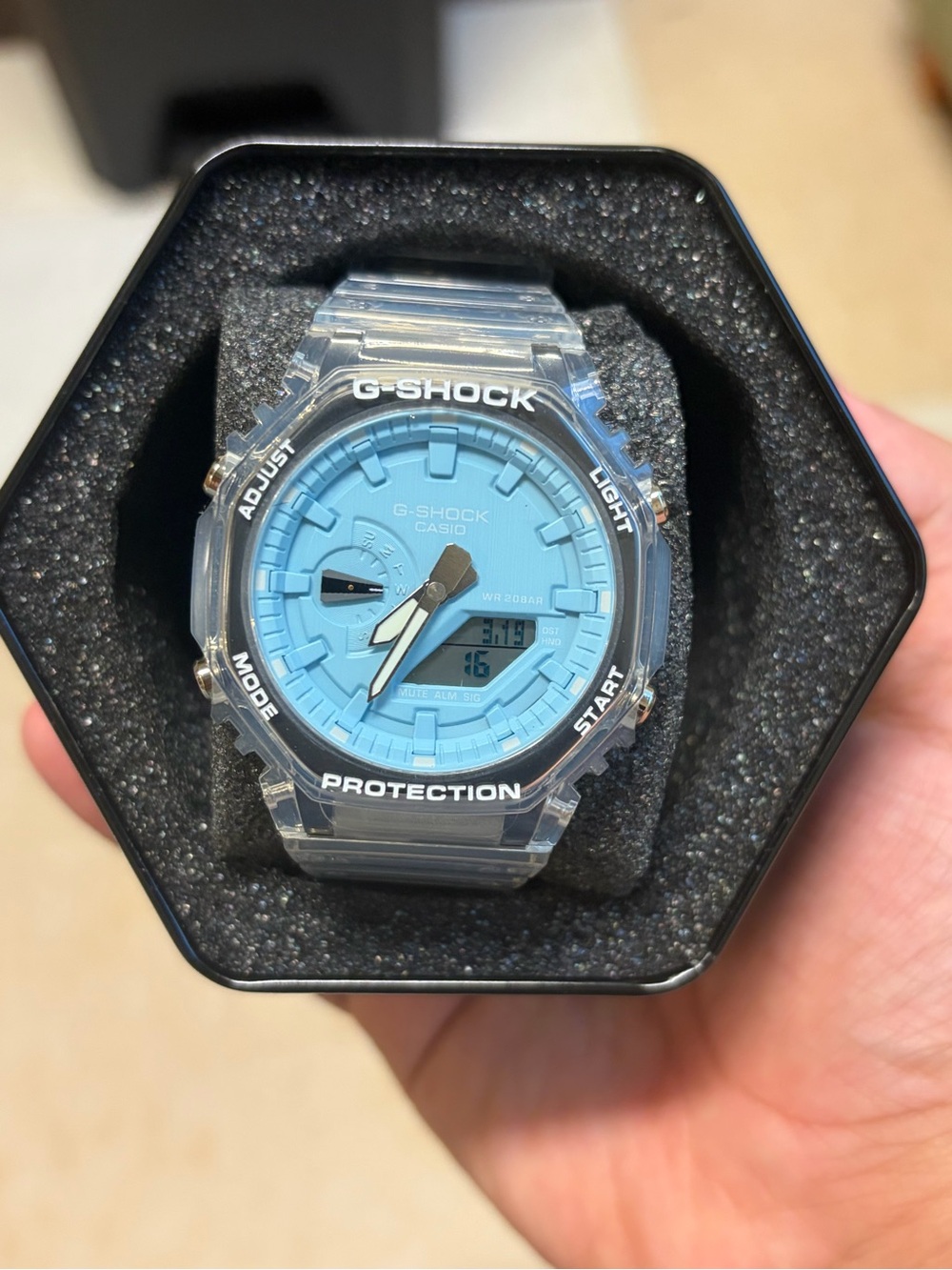 G-Shock GA-2100 Clear Case Light Blue Dial Analog-Digital Watch